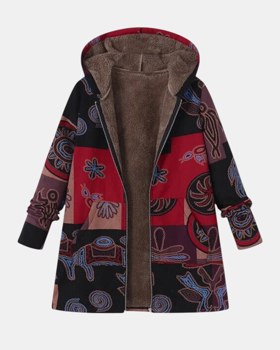 Marina | Boho Abstrakt Patchwork Hoodie Frakke