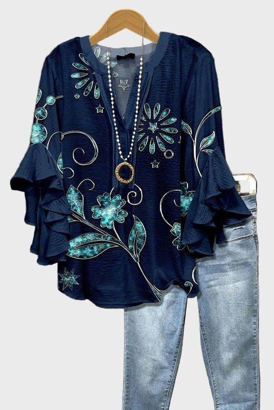 Freja | Turkis blomstertop