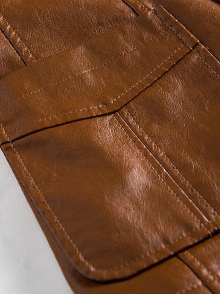 Jonas™ | Karamelfarvet Læderjakke - ALVYNA