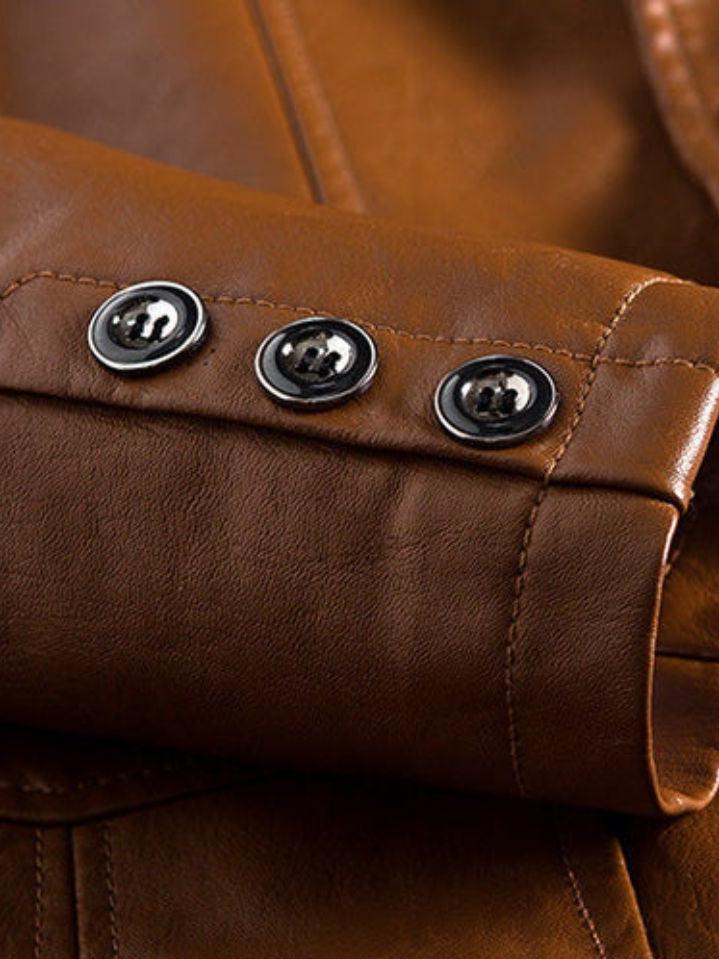 Jonas™ | Karamelfarvet Læderjakke - ALVYNA