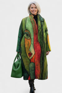 Grøn mønster med kvindens ansigt