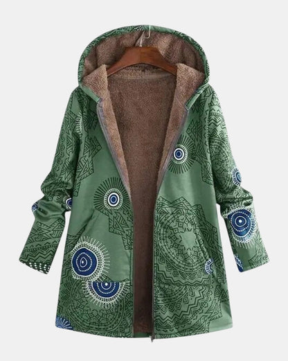 Sage | Tribal Mønster Sherpa Jakke
